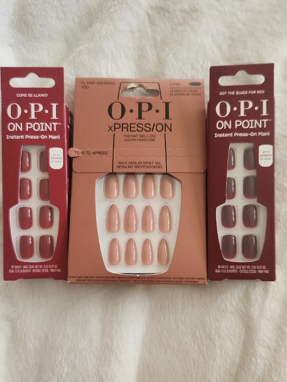 OPI Press-On Nail Trio Set in Nude and Deep Red